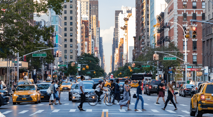 People and Bicyclists in NYC