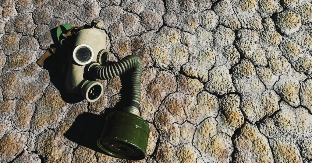gas mask on the ground