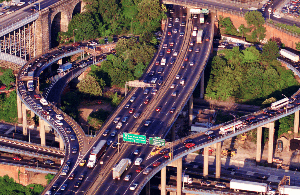 Photo of busy Bronx freeway at rush hour before accident