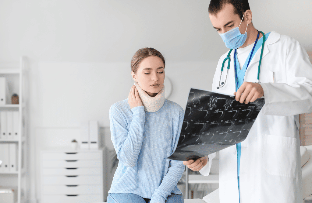 Doctor with a patient with a spinal cord injury