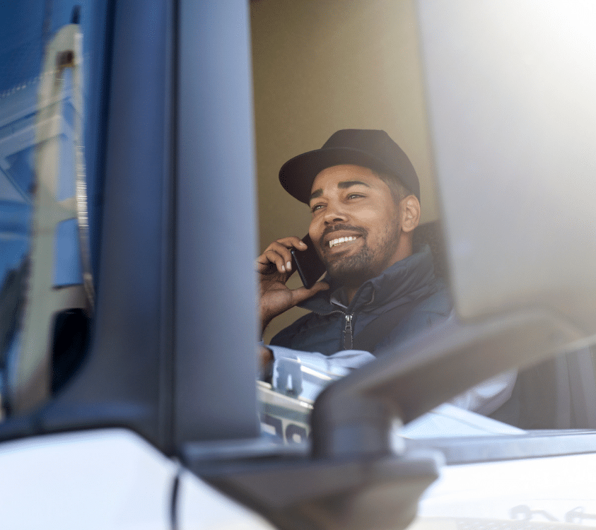 truck driver on the phone