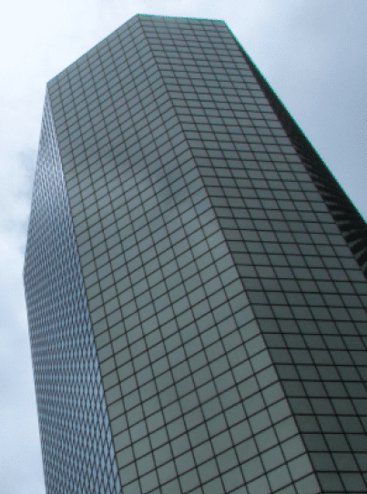 A skyscraper from a bottom angle