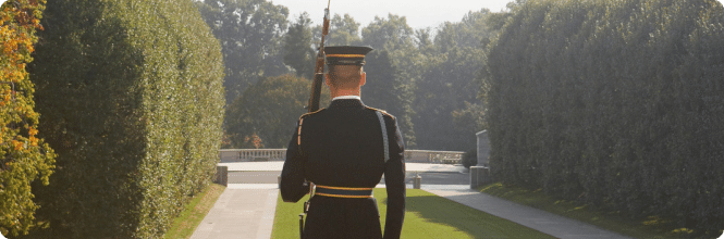 A picture of a National Guard officer from behind