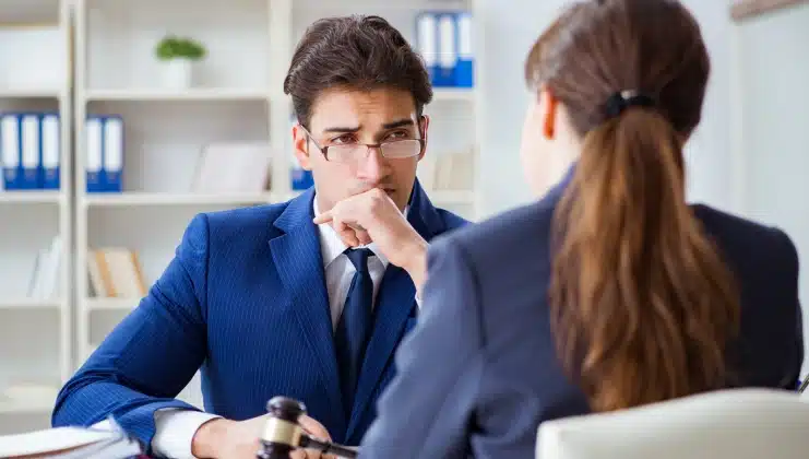 A lawyer meeting with a client
